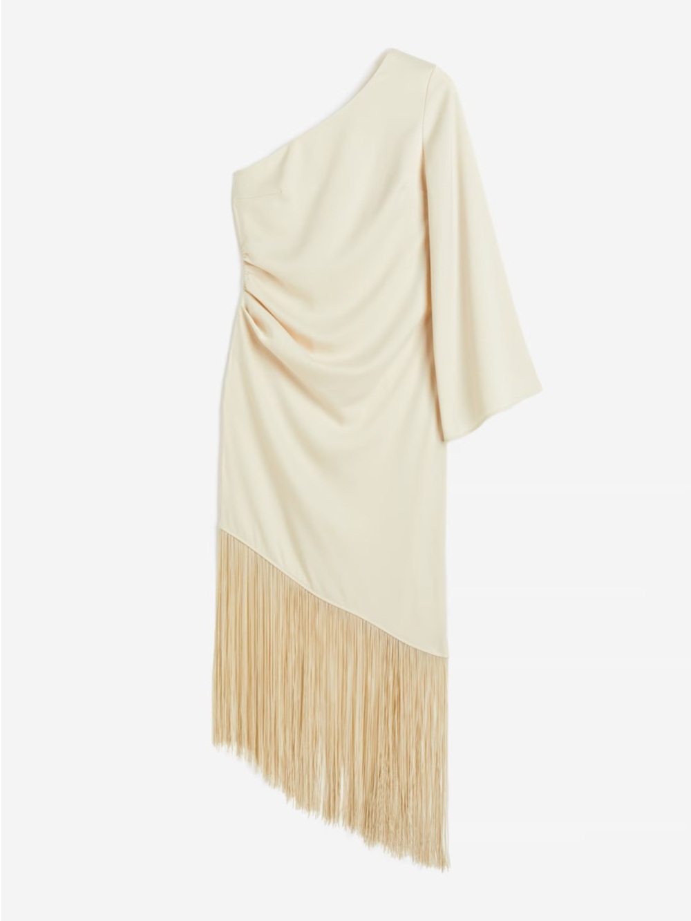H&M One Shoulder Dress With Fringe Trim